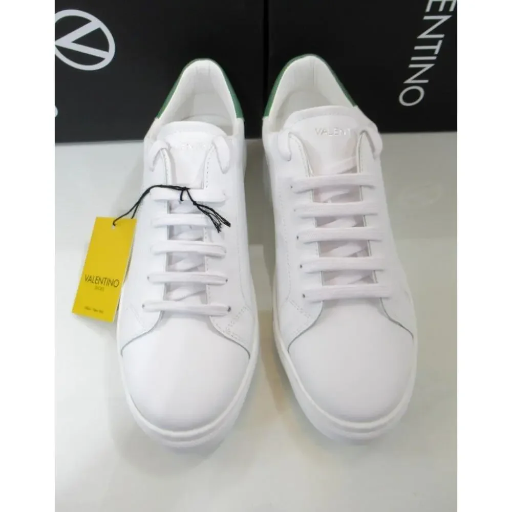 VALENTINO By Mario Valentino Petra Lace Up Logo Sneakers White / Green Size 8.5